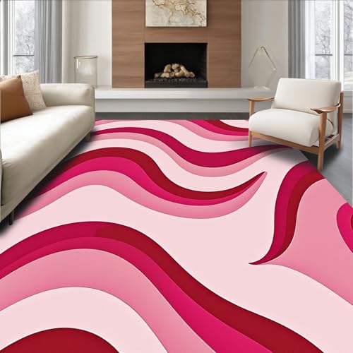 ODIKA Flatwoven High Traffic Area Rug 8x10, Contemporary Wave Motif