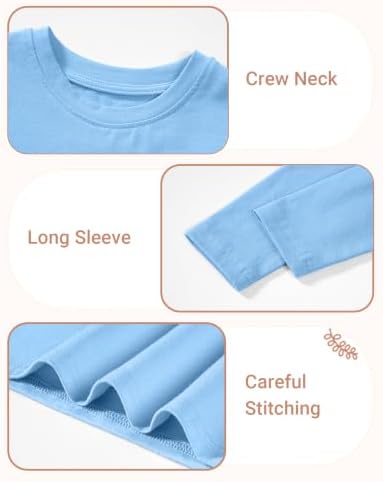 ZUEMET Toddler Boy Long Sleeve Shirt Baby Basic T-Shirt Soft Crewneck Tops Size 3T Blue — view 5