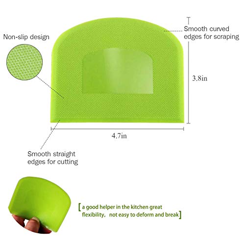 Nescope Dough Scraper Bowl Scraper Food Safe Plastic Dough Cutter Flexible Plastic Scraper Practical Bench Scraper Multipurpose Food Scrappers For Bread Dough Cake Fondant Icing(4Pcs) #TOP1