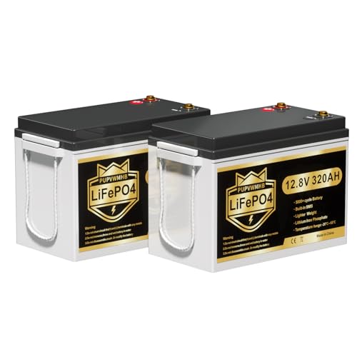 2 Pack 12V 320Ah Lithium LiFePO4 Battery, Built-in Smart 200A BMS, Up to 15000 Cycles, 4096Wh-Higher...