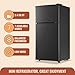 DEMULLER Mini Fridge with Double Doors Small Refrigerator with Separate Freezer & 7 Adjustable Temperature Control, Tiny Size & Personal Fridge Ideal for Office Apartment Dorm Dark Grey