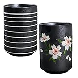 DECHOUS 2 Stück Keramik Teetassen Retro Stil 300ml Vintage Japanische Tassen für Teezeremonie Zuhause Büro