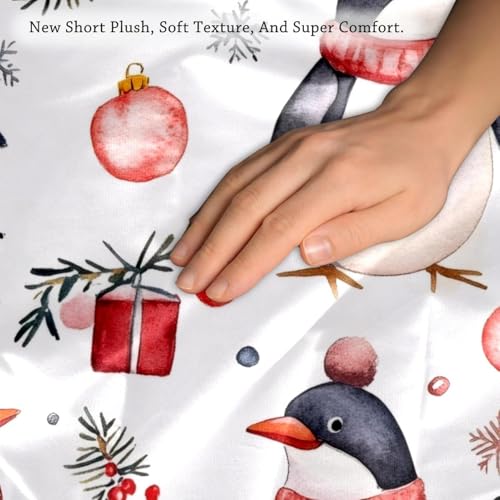 Housse de coussin pingouin Noël velours 50x50 cm cadeau idéal fêtes - 4