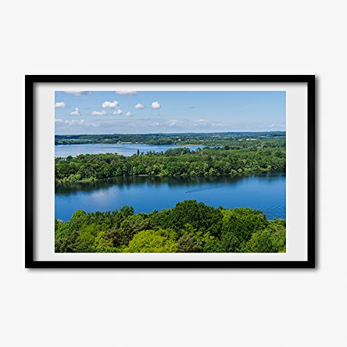 Affiche 60x40 cm forêt au bord du lac sous cadre photo MDF Tulup pour mur
