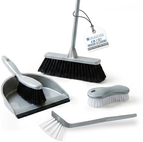 House Cleaning Kit | 4-in-1 Broom and Dustpan Cleaning Set to Kee...