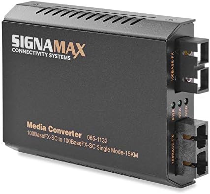 Signamax 065-1132 100FX Singlemode to Multimode Media Converter 100BaseFX SC/SM, 15 km Span to 100BaseFX SC/MM, 2 km Span