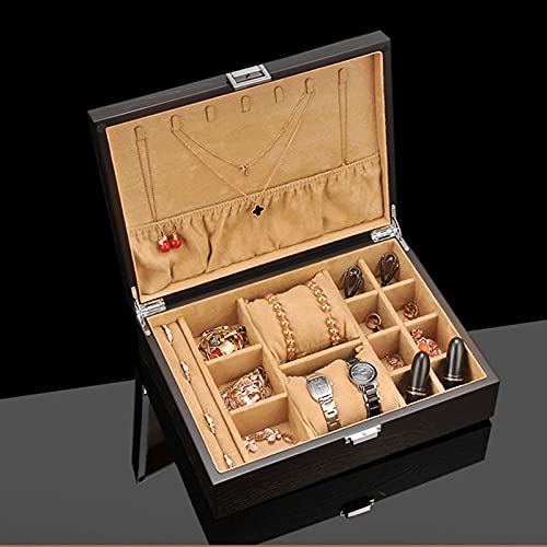Joyero de madera para mujer ZYFSHA soporte para joyas y collares organizador rojo 2