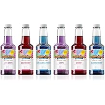 Hawaiian Shaved Ice Syrup Cherry, Grape, Blue Raspberry Pints bundled with 3 Sour Pints