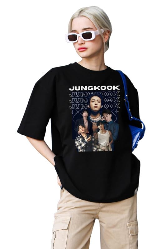 the duffers Oversized T Shirt for Women | Korean Concert Aesthetic Graphic Printed Baggy Tee for Girls | 100% Cotton Bio Washed Drop Shoulder Half Sleeve | Casual Streetwear Loose Fit Top-picture-1