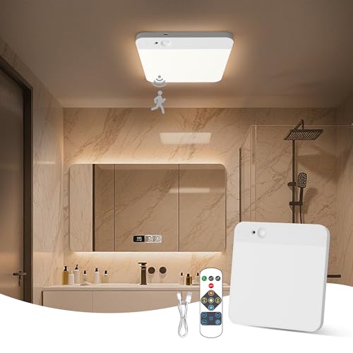 KINDEEP Battery Operated Ceiling Light: Wireless Closet Light Motion Sensor, Cordless Rechargeable...