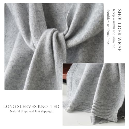 Sweater Knitted Knotted Shawl Wraps For Women Solid Color Wool Knitted Long Sleeves Knotted Blouse Decorative Shawl4