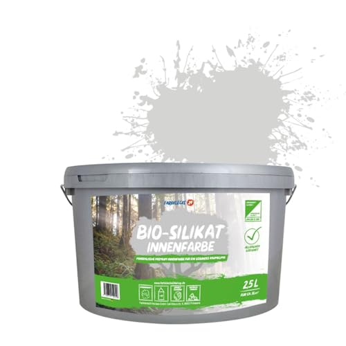 Farbklecks24 Bio-Silikat Innenfarbe Color 2,5L Pastell Grau, Wandfarbe, Silikatfarbe innen, für Allergiker empfohlen