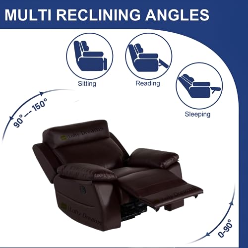 Image of Recliner Sofa Electric Single seat Chair in Leatherette with 5 Years Warranty Power Reclining Couch Modern & Stylish Living Room Automatic recliners Comfy Lumbar Support for Sleep
