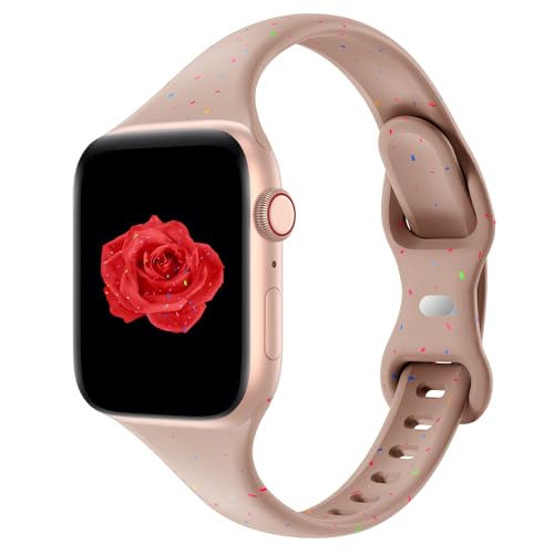 Image of Thin Slim Band Compatible with Apple Watch 38mm 40mm 41mm 42mm 44mm 45mm 46mm 49mm, Narrow Replacement Soft Silicone Sport Strap Wristbands for iWatch Series 11 /10 /9 /8 /7 /6 /5 /4 /3 /2 /1 Ultra SE Women Men