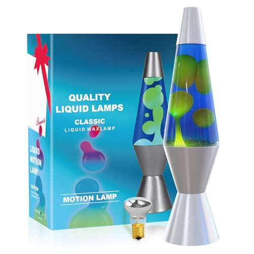 AONESY Lampada da lavaggio 37cm Blu scuro Liquido e cera gialla Lampada da lavaggio per bambini Luce colorata Regalo di Natale Compleanno