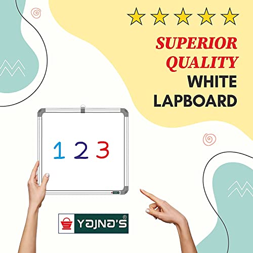 Image of YAJNAS 1x1 Feet Non-Magnetic Heavy-Duty Aluminum Frame White Board with Chalk Board Small Slate (Pack of 1)