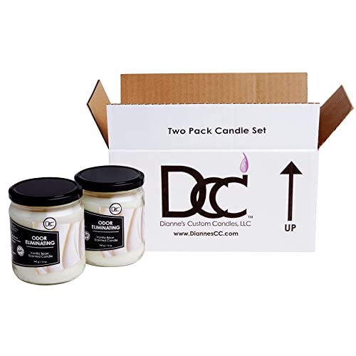 Vanilla Two Pack Odor Eliminating Highly Fragranced Candle - Eliminates 95% Of Pet, Smoke, Food, And Other Smells Quickly - Up To 80 Hour Burn Time - 12 Ounce Premium Soy Blend #TOP3