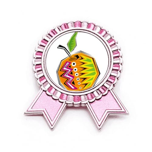 Broche broche rose et médaille en métal jaune de taille M