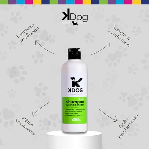 KDog, Shampoo e condicionador para cães, 2 em 1, 500 ml, Verde