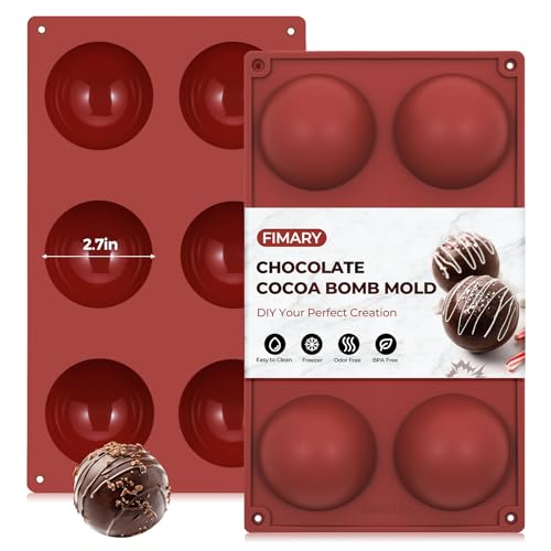 Image of 6 Holes Silicone Hot Chocolate Bomb Molds, 2 Packs Large Semi Sphere Mold 2.7 inch Half Sphere Silicone Baking Molds for Making Chocolate, Cake, Jelly, Dome Mousse