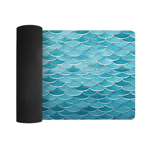 Blue Waves Squama Mermaid Scale Desk Pad de gran tamaño miniatura 3