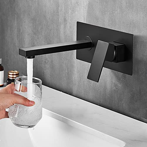 Robinet de salle de bain mural noir pour un évier moderne chaud et froid - 4