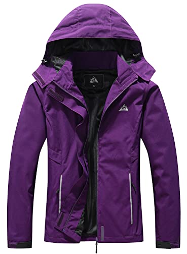 Image of MOERDENG Women's Waterproof Rain Jacket Lightweight Raincoat Hooded Hiking Jacket Softshell Windbreaker