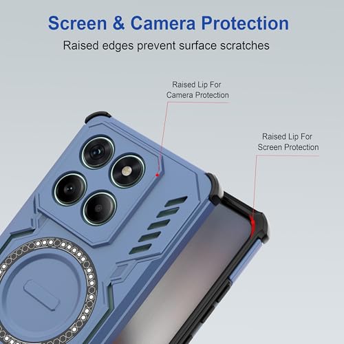 Image of Zapcase Back Case Cover for Motorola Edge 60 5G | Magnetic Case with Built-in Metal Ring | Supports MagSafe Charger, Wallet & Car Mount | Shockproof Hybrid PC + TPU | Blue