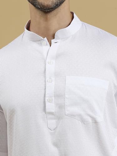 Image of Rajubhai Hargovindas Men's Pure Cotton Woven Design Half Sleeve Kurta