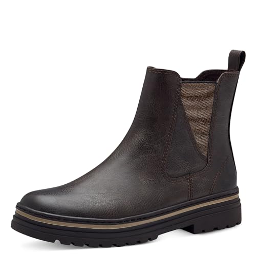 MARCO TOZZI Damen Chelsea Boots Flach mit Reißverschluss, Braun (Mocca), 41 EU