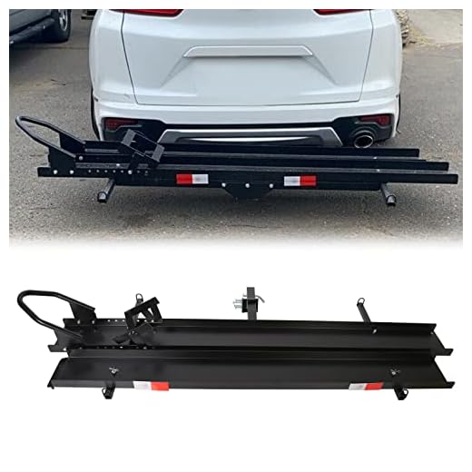 7BLACKSMITHS Black Steel Motorcycle Carrier Hauler Rack Dirt Bike Rack Hitch Mount W/Loading Ramp-600LB (You Will Receive 2 Packages)