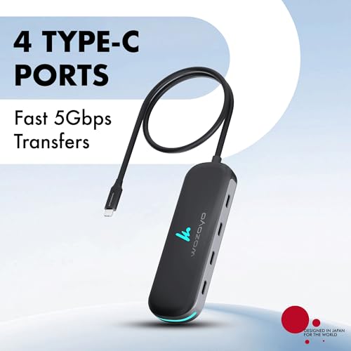 Image of Type C to 4 in 1 Type C Hub,4XType C 5Gbps,Wozoyo Data Transfer Upto 5Gbps,Plug & Play,Multiport Type C Hub with 30cm Cable,Compatible with MacBook,Laptop,Tablet, Smartphones & Type C Enabled Devices