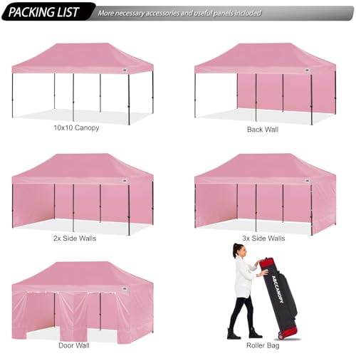 Image of ABCCANOPY Classic Ez Pop up Canopy Tent with Sidewalls 10x20 Market and Patio-Series, Pink
