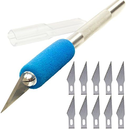 Premium USA-Made #1 Hobby Knife + 10 Blades + Comfort Grip Included with Safety Cap & Rust-Free Aluminum Handle! Great Craft Knives for Scrapbooking/Model Making & Gifts for Hobbyists! (Оne Расk)