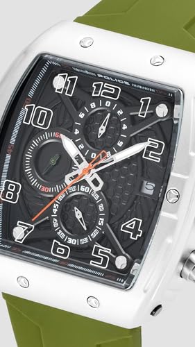 Image of Police Rock Rebel Quartz Grey Tonneau Dial Men's Watch | Silicone Strap Material | Watches for Men Analog - PLPEWGO0063104
