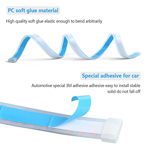 Image of 2PCS White-Amber Streamers LED Light Strip for Head Light Day Running Light /Turn Signal Bulbs, Cuttable & Waterproof, Universal 12V Exterior Car LED Light Truck SUV Decorations