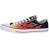 Converse Chuck Taylor All Star Low Flames shoe, Black/Enamel Red-fresh Yellow, 11 Women/9 Men