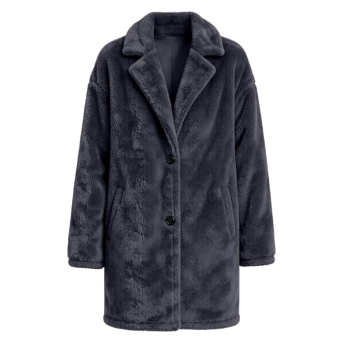 Fall Jackets for Women Fuzzy Fleece Sherpa Jacket Warm Oversized Long Cardigan Coat Black L - image 4
