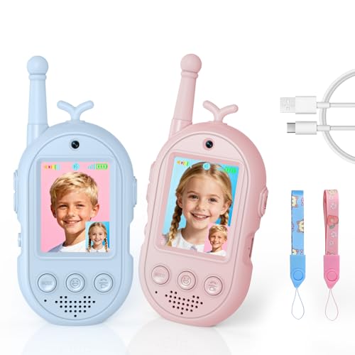 Video Walkie Talkies for Kids Toys - 2 Pack Rechargeable Walkie Talkie with Camera,Long Range 2 Way Radio for Outdoor Camping Games,Christmas Birthday Gifts for Boys Girls Age 3-12(Pink+Blue)