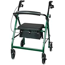 SURGIMAC Rollator Walkers for Seniors Rollator Walker with Seat & Back Support 4 Wheel Walker with Seat & Brakes 6 Wheels Rolling Walker Lightweight Folding Walkers Mobility Aids & Equipment Green