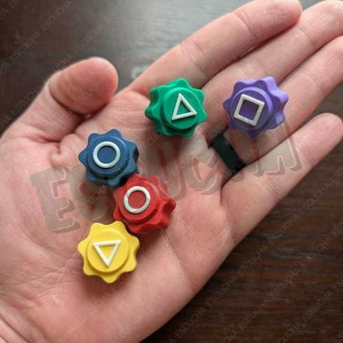 Image of ESCUCHA Gaming Tokens Set with Symbols, 5 Colourful Pieces with Storage Holder, Korean Traditional Gonggi Game
