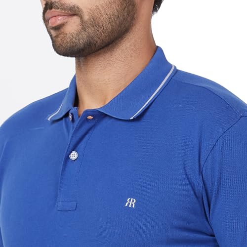 Image of Raymond Contemporary Fit Pure Cotton Solid Pattern Polo Neck Casual T-Shirt