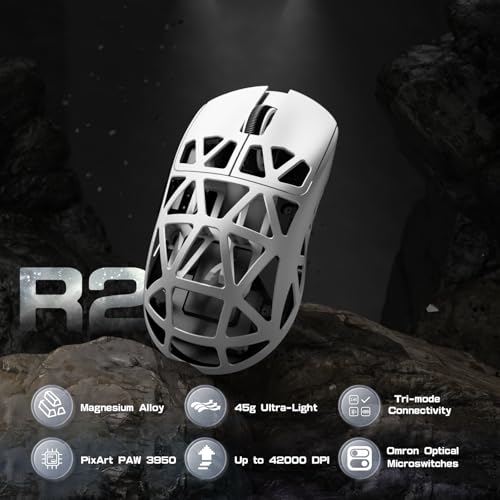 Ratón inalámbrico 2.4G/BT ATTACK SHARK R2 para setup gaming 2