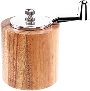 Jcevium Salt and Pepper Mill, Hand Crank Wood Pepper Grinder Salt Shaker with Handle and Adjustable Ceramic Rotor