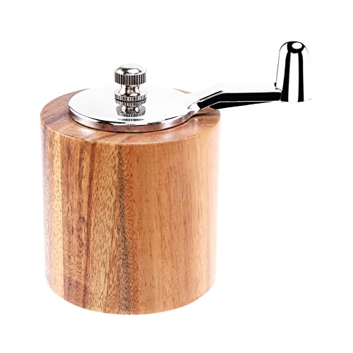 Jkjhbhged Pepper Mill, Hand Crank Wood Pepper Grinder with Classic Handle and Adjustable Ceramic Rotor