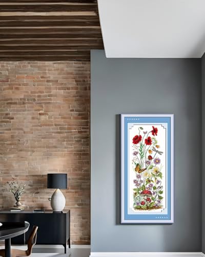 Image of CaptainCrafts Cross Stitch Kits for Adults Stamped 11CT Spring Flowers | Printed Fabric, Butterfly Flowers Dragonfly Cross Stitching, DIY Hand Embroidery, Relaxing Crafts, Home Decor