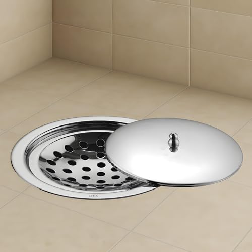 LIPKA 5-Inch Round Floor Drain with Lid | Premium Stainless Steel...