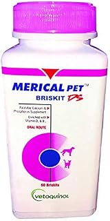 Vetoquinol MERICAL PET BRISKIT DS Calcium and Phosphorus Supplement for Dogs and Cats - 60 Tablets by Jolly and Cutie Pets Price In India