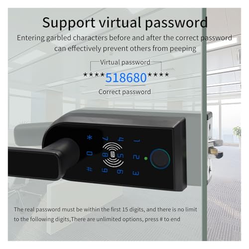 Serrure de porte en verre connectée avec digicode et badge pour bureau