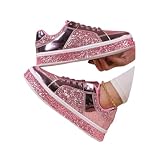 Modello: sneakers da donna con paillettes plateau e glitter lacci scarpe da sposa e da passeggio piattaforma casual scarpe.